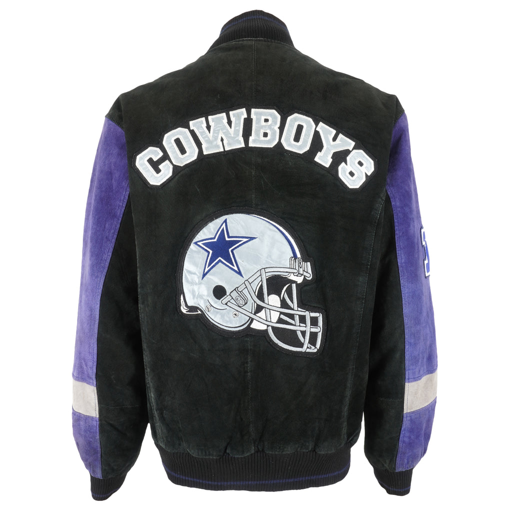 NFL - Dellas Cowboys Zip-Up Leather Jacket 1990s Medium Vintage Retro Football