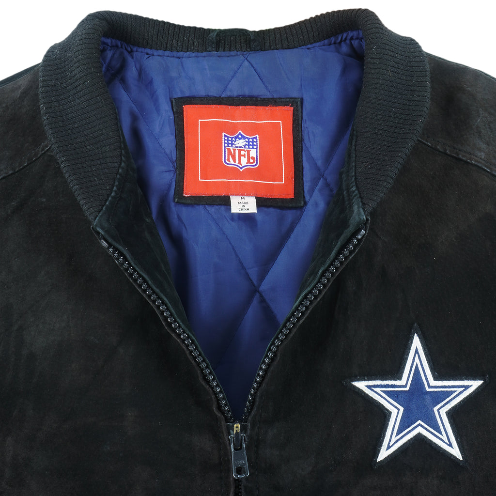 NFL - Dellas Cowboys Zip-Up Leather Jacket 1990s Medium Vintage Retro Football