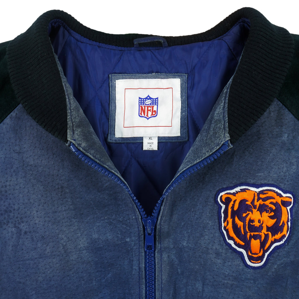 NFL - Chicaco Bears Zip-Up Leather Jacket 1990s X-Large Vintage Retro Football