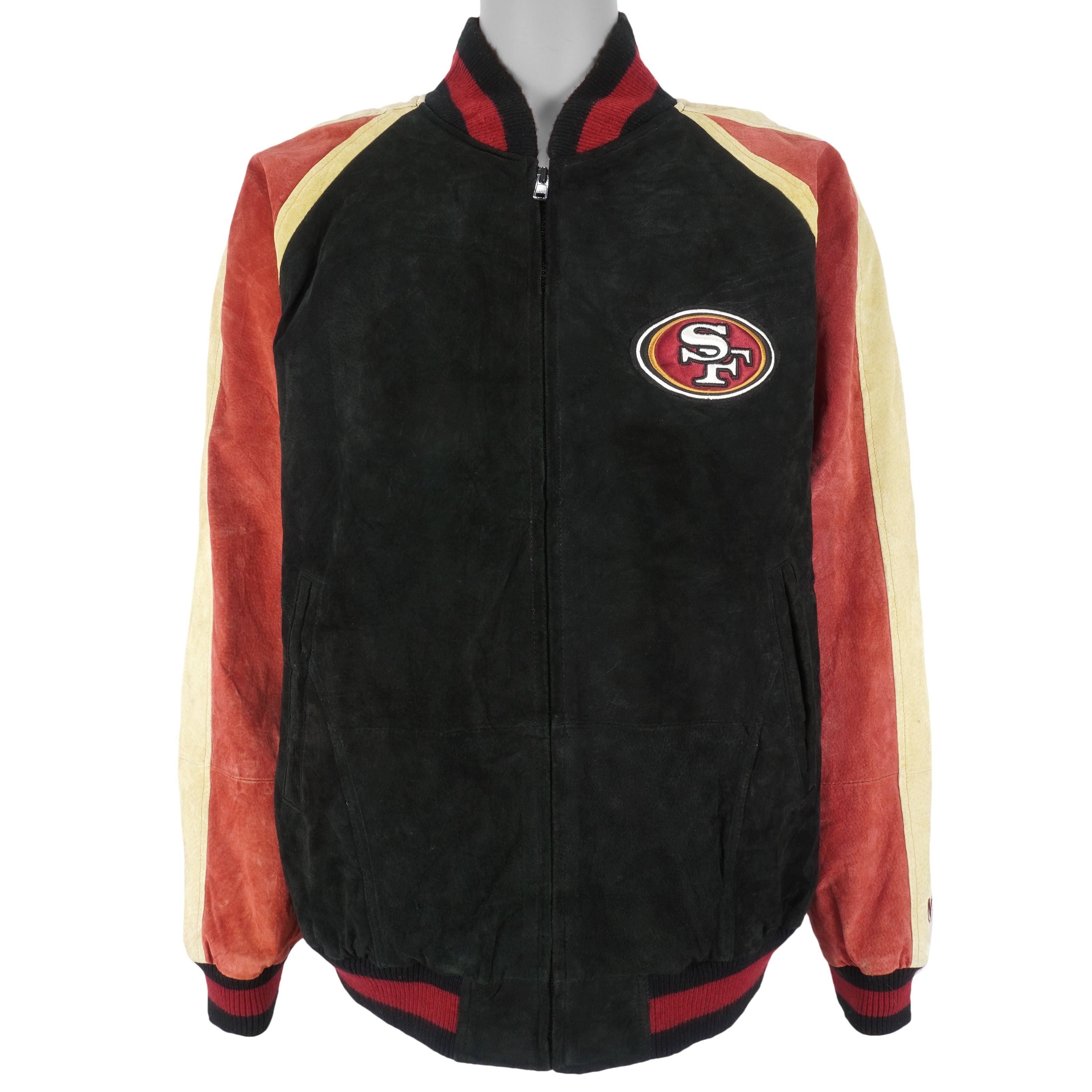 NFL - San Francisco 49ers Zip-Up Leather Jacket 1990s X-Large Vintage Retro Football