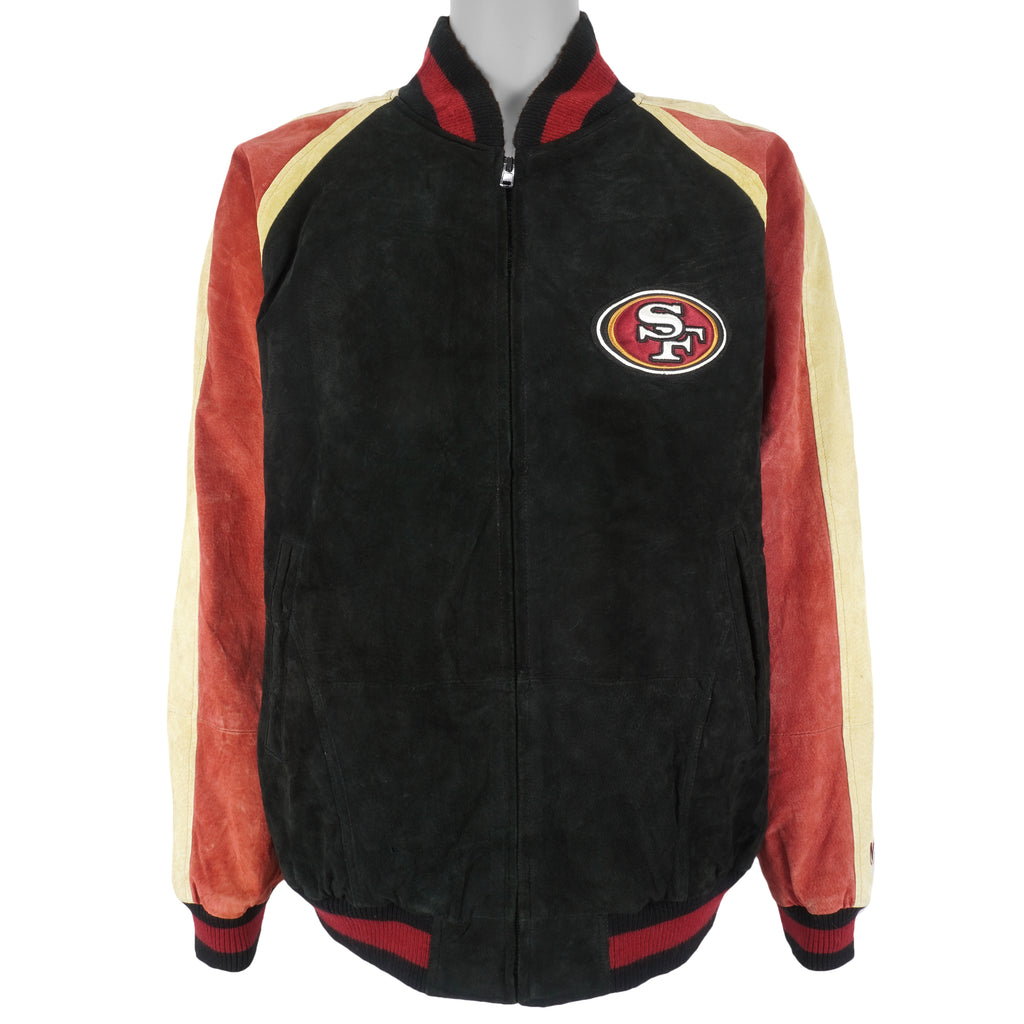 NFL - San Francisco 49ers Zip-Up Leather Jacket 1990s X-Large Vintage Retro Football