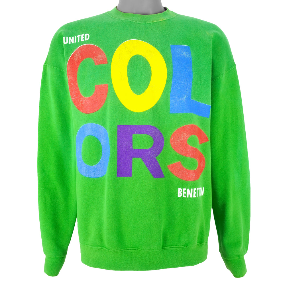 Vintage (United Colors) - Green Benetton Sweatshirt 1990s Medium Vintage Retro