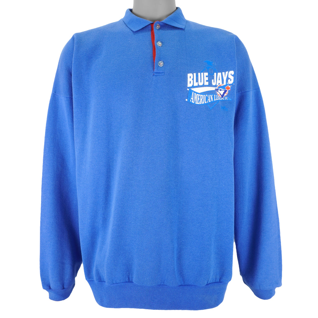 MLB (Brooks) - Toronto Blue Jays 1/4 Button Sweatshirt 1990s X-Large Vintage Retro Baseball