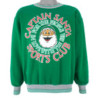 Vintage - Green Captain Santa Sweatshirt 1990s Medium Vintage Retro