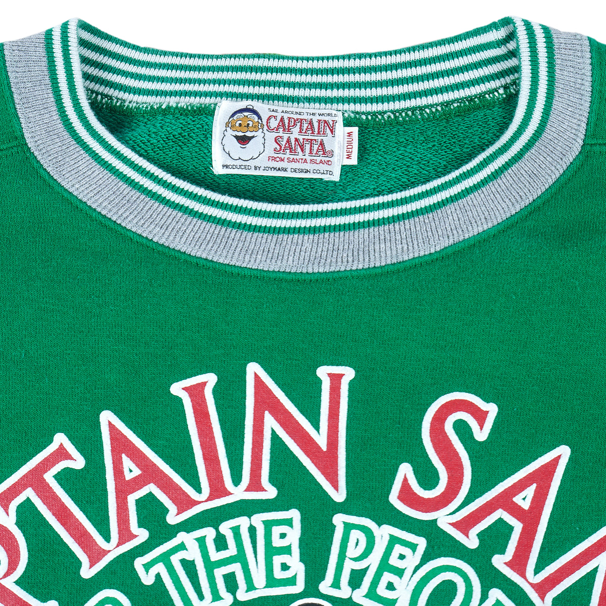 Vintage - Green Captain Santa Sweatshirt 1990s Medium Vintage Retro