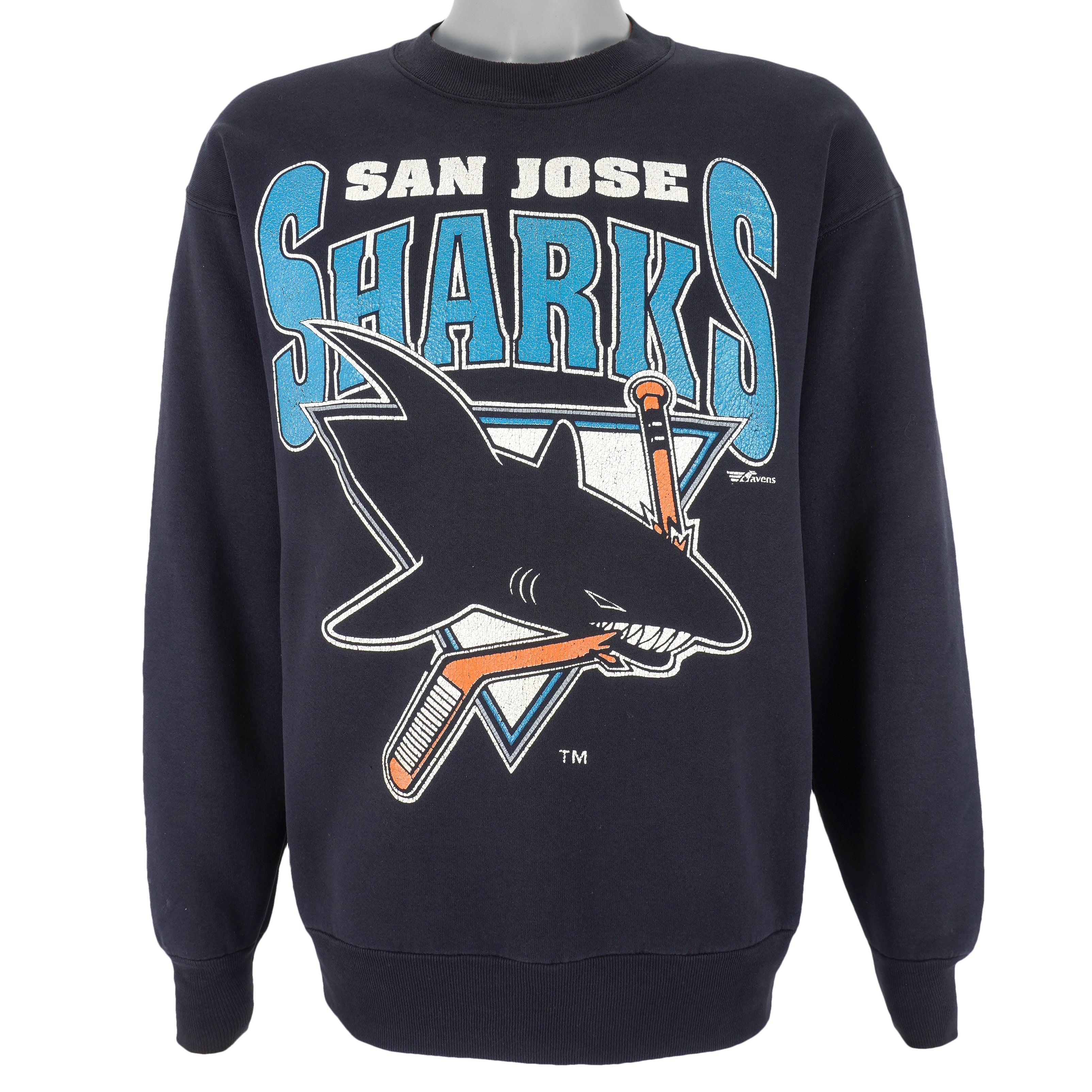 Vintage NHL San Jose Sharks Crew Neck Sweatshirt 1990s Large Vintage Club Clothing