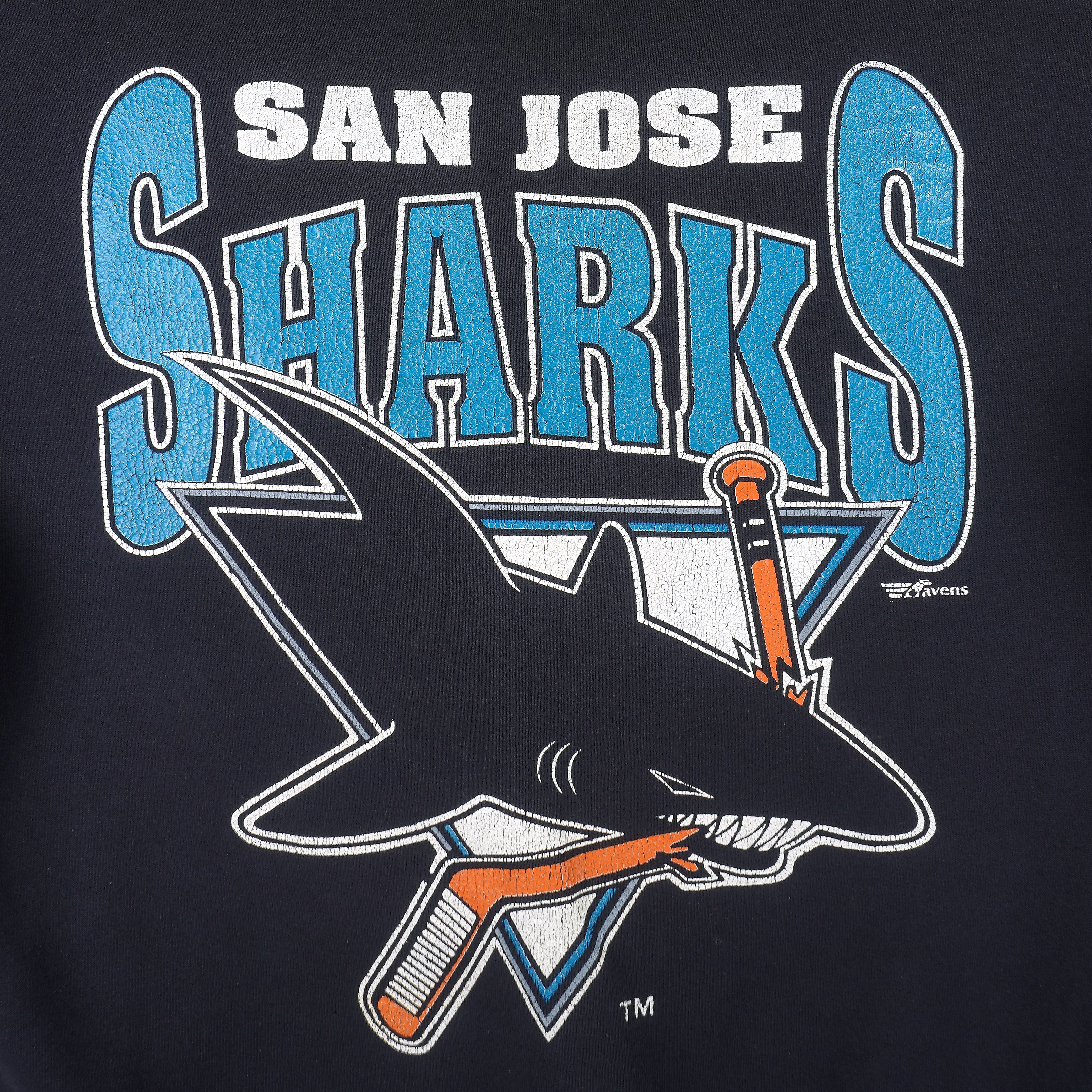 CustomCat San Jose Sharks Vintage NHL Crewneck Sweatshirt White / L