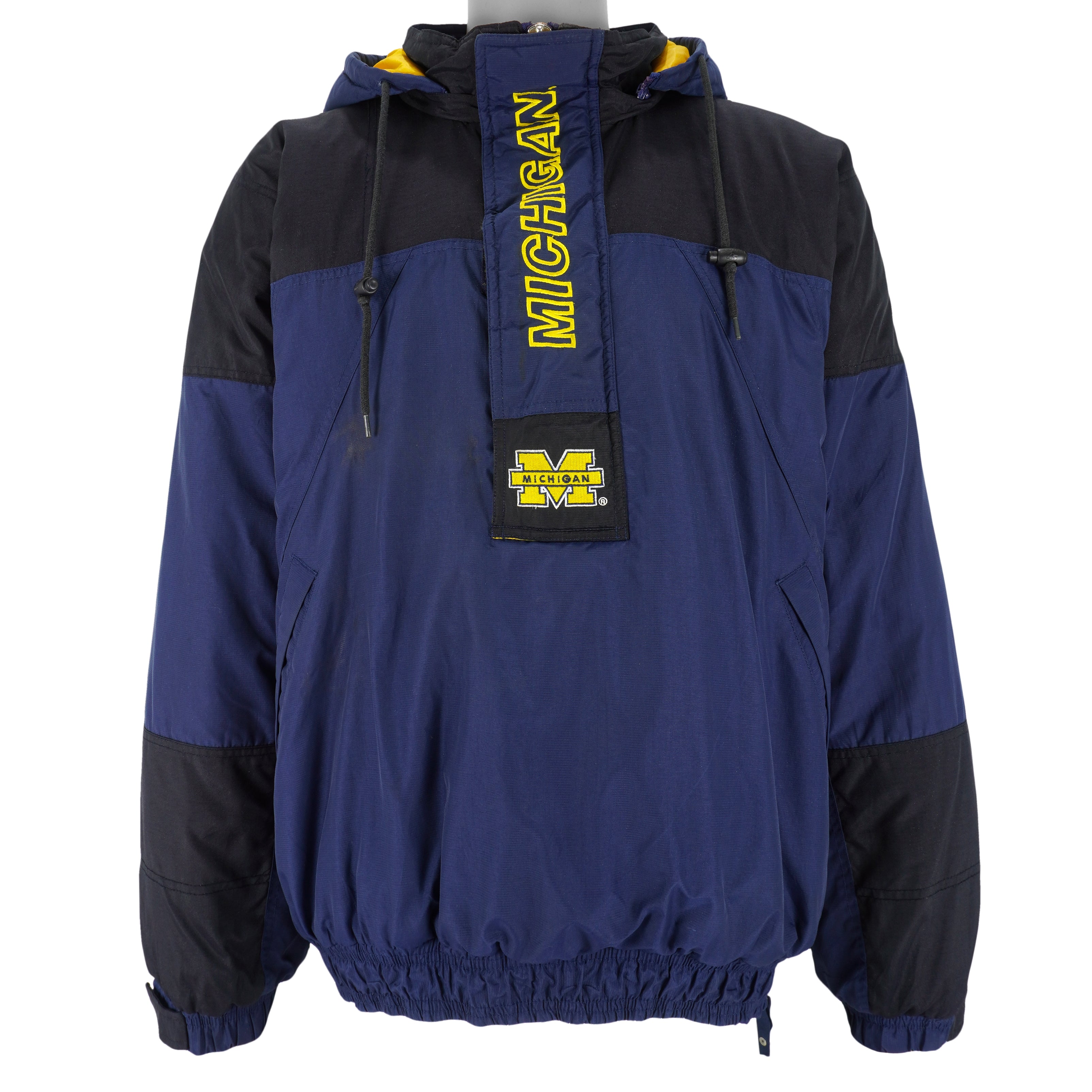 Starter - Michigan Wolverines Hooded Pullover Jacket 1990s X-Large Vintage Retro