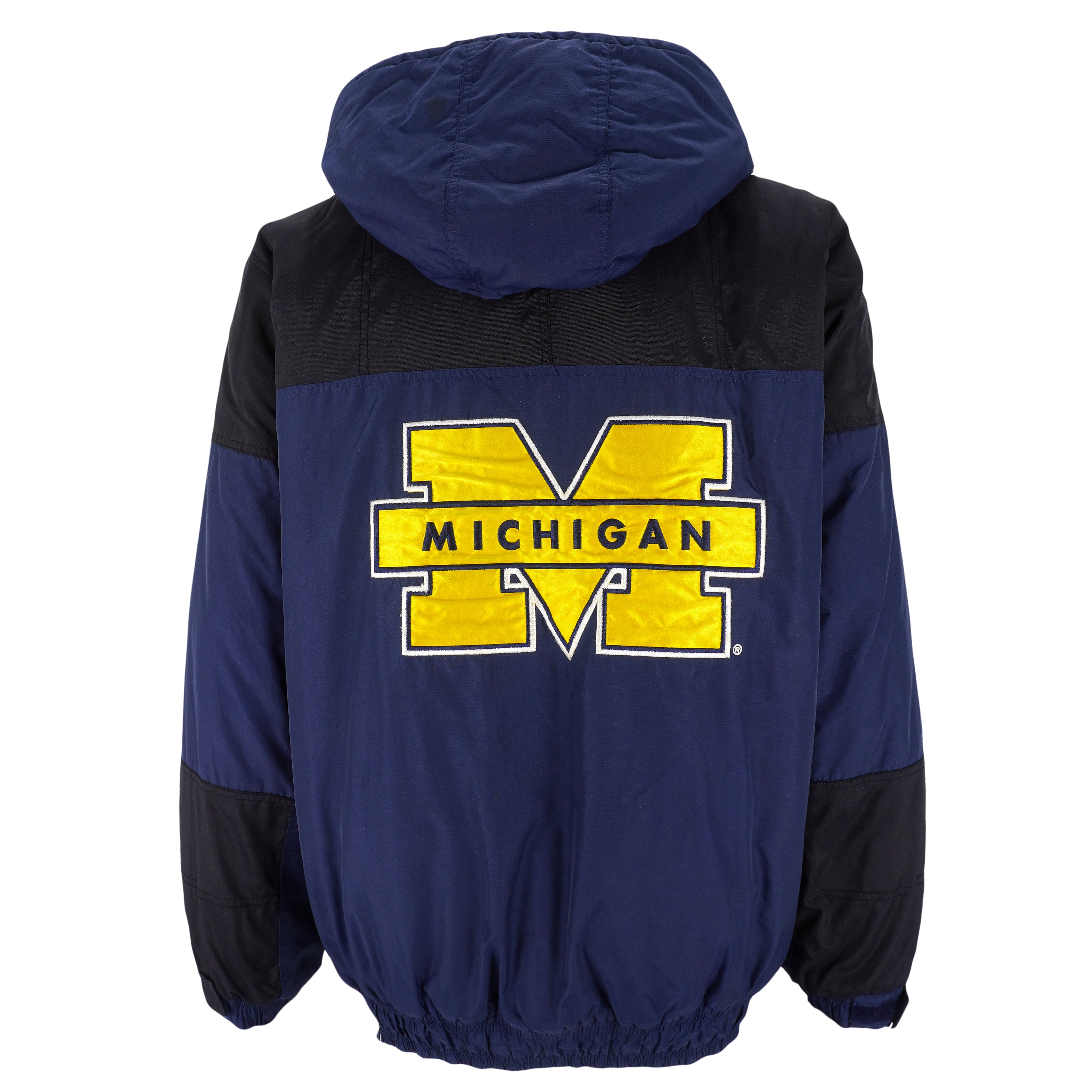 Vtg 90s Michigan Wolverines Starter Jacket Large Big Logo Full Zip Puffy￼￼￼