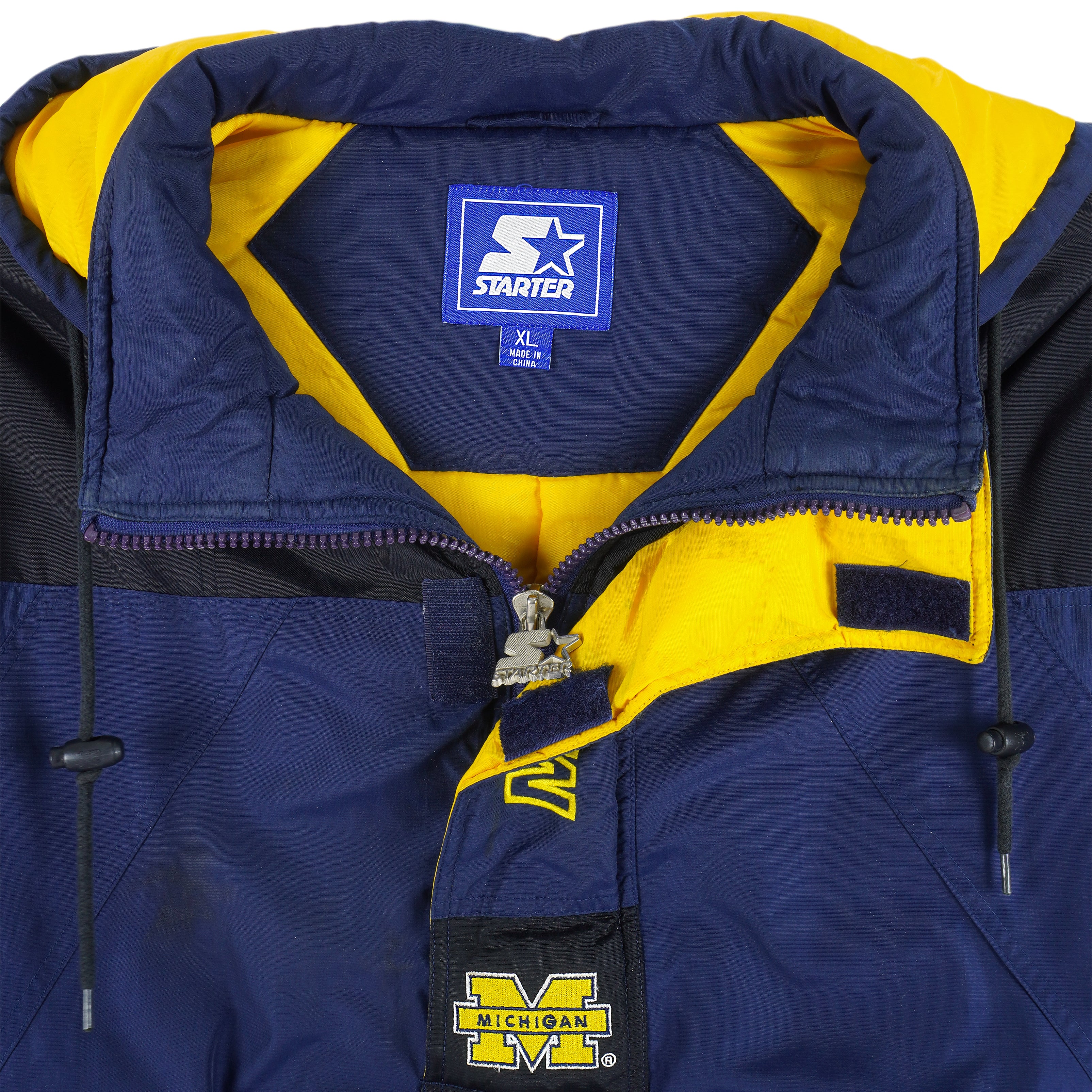 Starter - Michigan Wolverines Hooded Pullover Jacket 1990s X-Large Vintage Retro