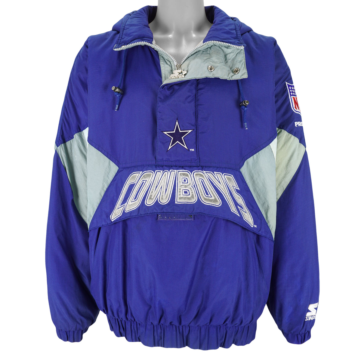 Starter - Dallas Cowboys Embroidered Logo Hooded Jacket 1990s Large Vintage Retro Football