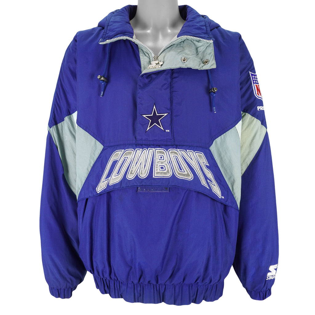 Starter - Dallas Cowboys Embroidered Logo Hooded Jacket 1990s Large Vintage Retro Football