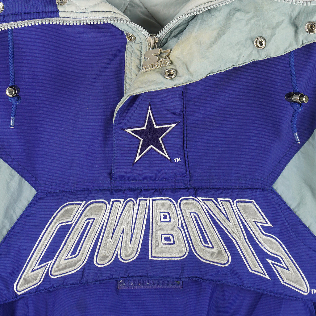 Starter - Dallas Cowboys Embroidered Logo Hooded Jacket 1990s Large Vintage Retro Football