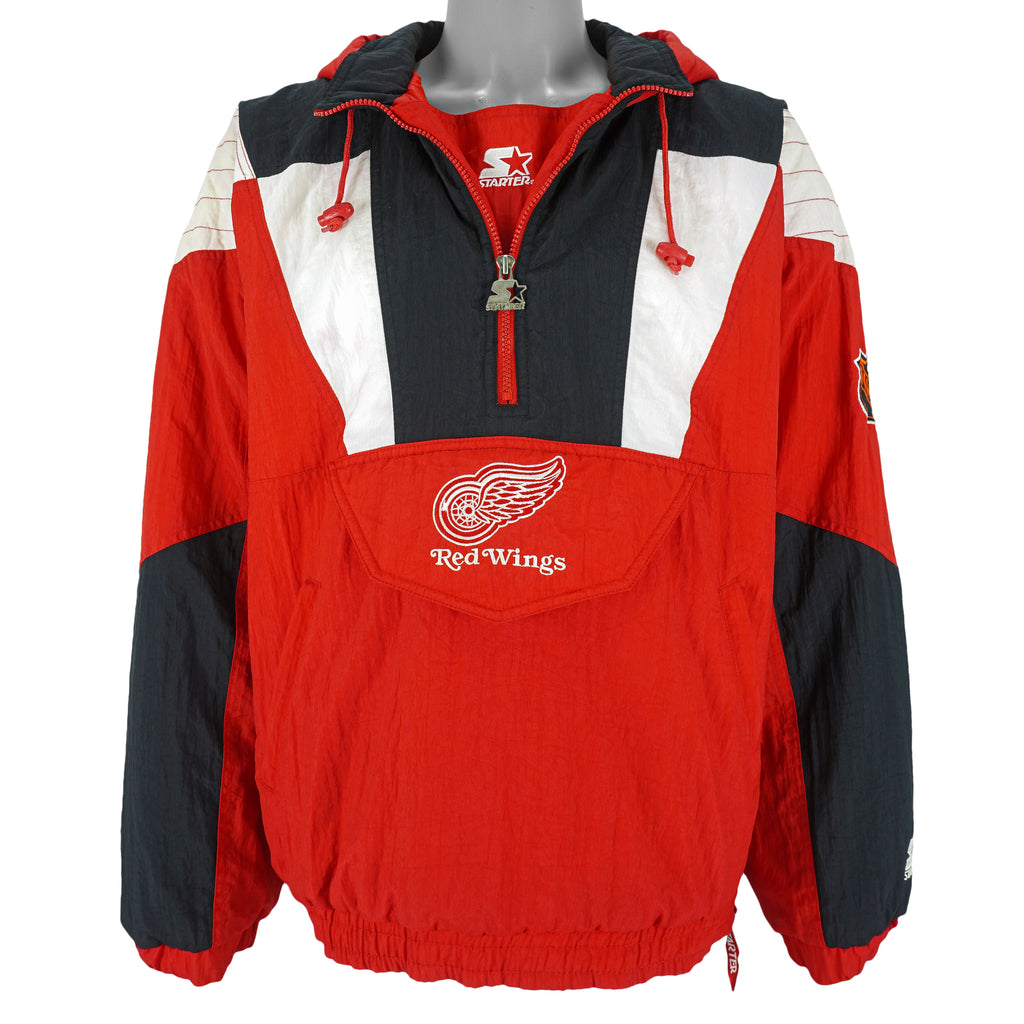 Starter - Detroit Red Wings Pullover Jacket 1990s Large Vintage Retro Hockey