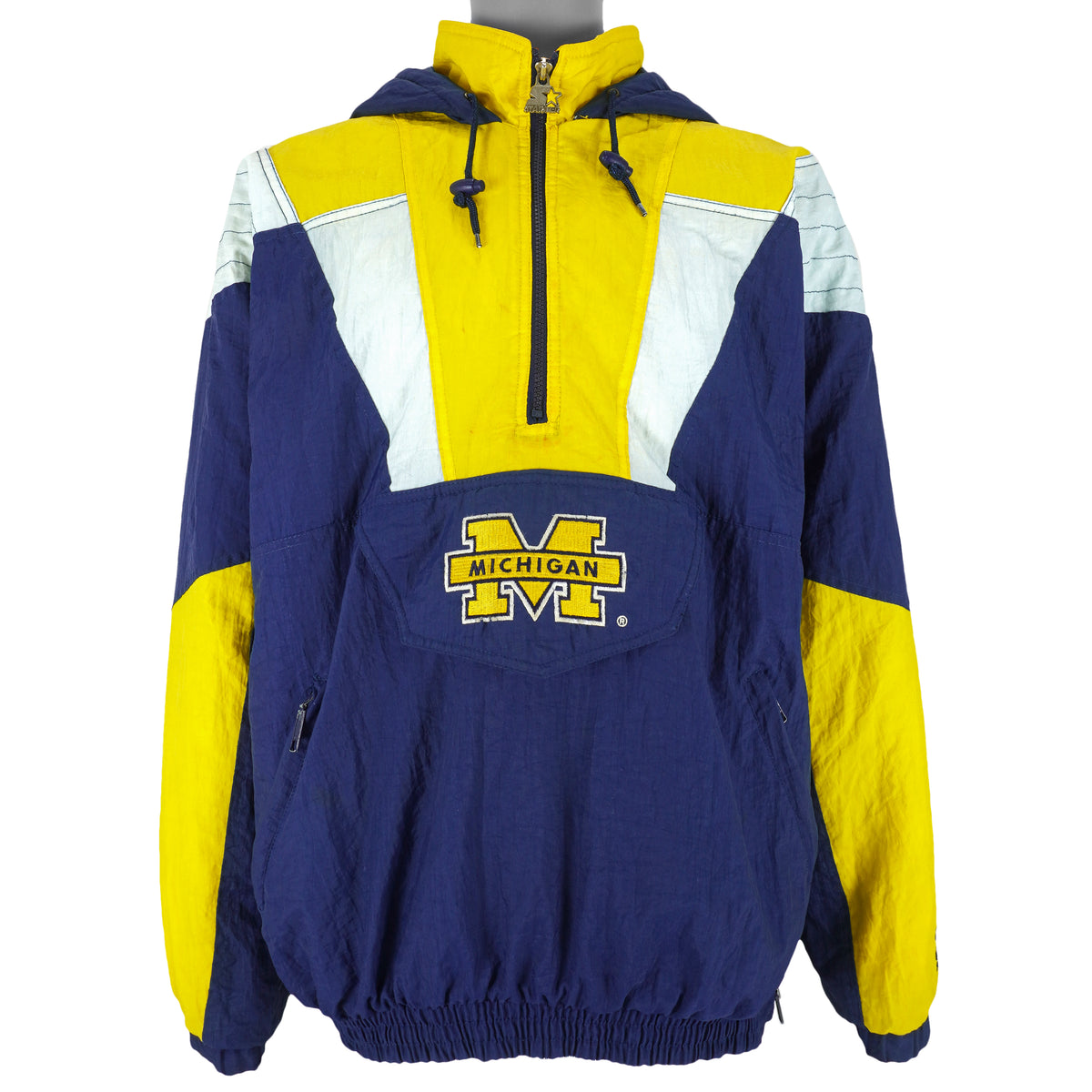 Starter - Michigan Colorblock Pullover Jacket 1990s Large Vintage Retro Football College
