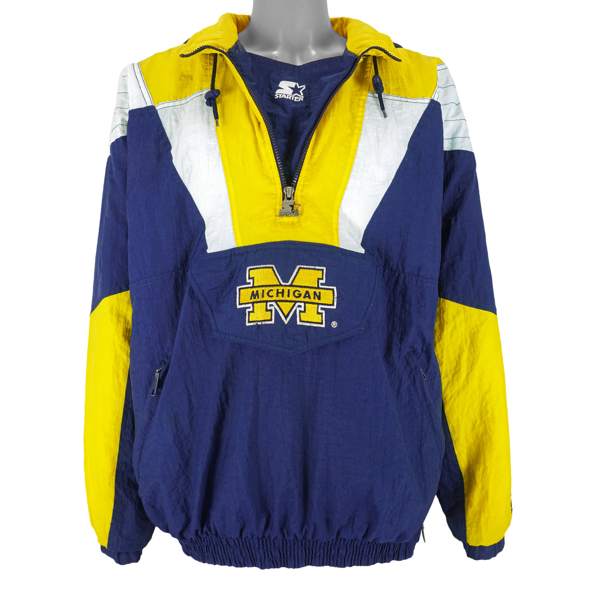 Starter - Michigan Colorblock Pullover Jacket 1990s Large Vintage Retro Football College