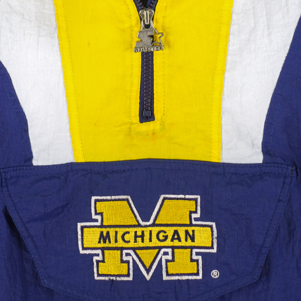 Starter - Michigan Colorblock Pullover Jacket 1990s Large Vintage Retro Football College
