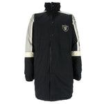 Starter - Oakland Raiders Spell-Out Long Jacket 1990s Large Vintage Retro