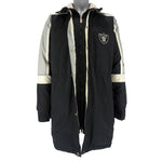 Starter - Oakland Raiders Spell-Out Long Jacket 1990s Large Vintage Retro