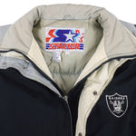 Starter - Oakland Raiders Spell-Out Long Jacket 1990s Large Vintage Retro