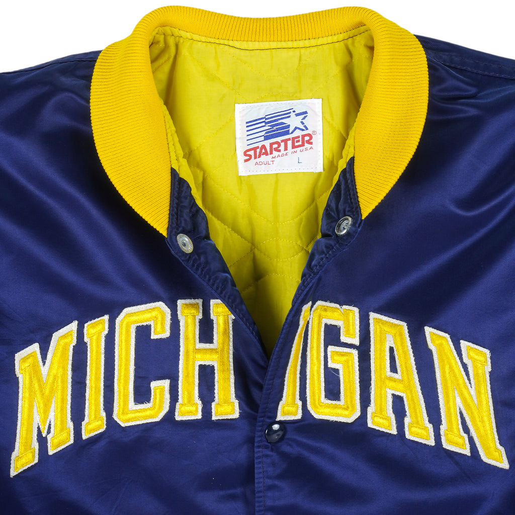 Starter - Michigan Wolverines Satin Jacket 1990s Large Vintage Retro