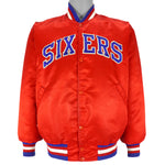 NBA (Starter) - Philadelphia 76ers Spell-Out Satin Jacket 1990s Large Vintage Retro Basketball