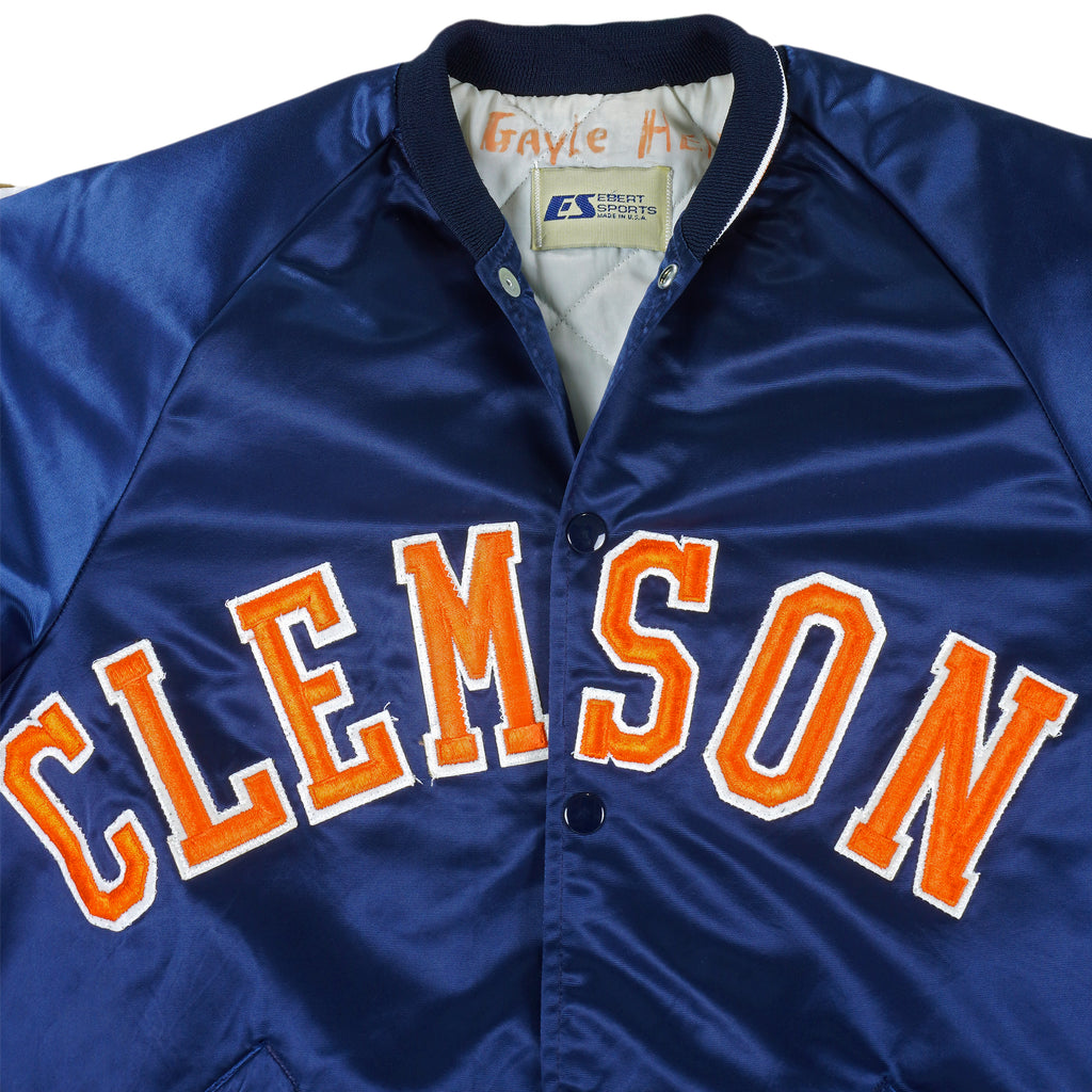NCAA (Ebert Sport) - Blue Clemson Tiger Satin Jacket 1990s Medium Vintage Retro