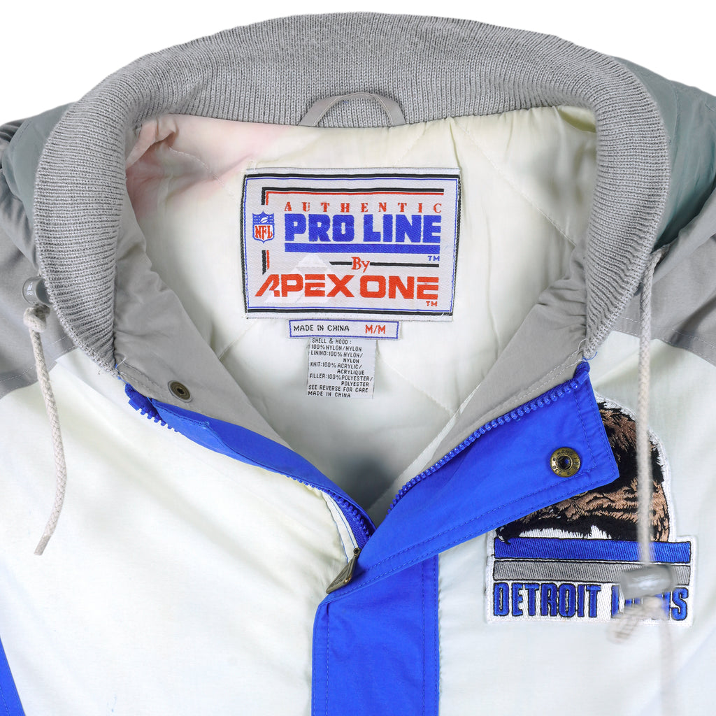 NFL (Apex One) - Detroit Lions Hooded Jacket 1990s Medium Vintage Retro Football