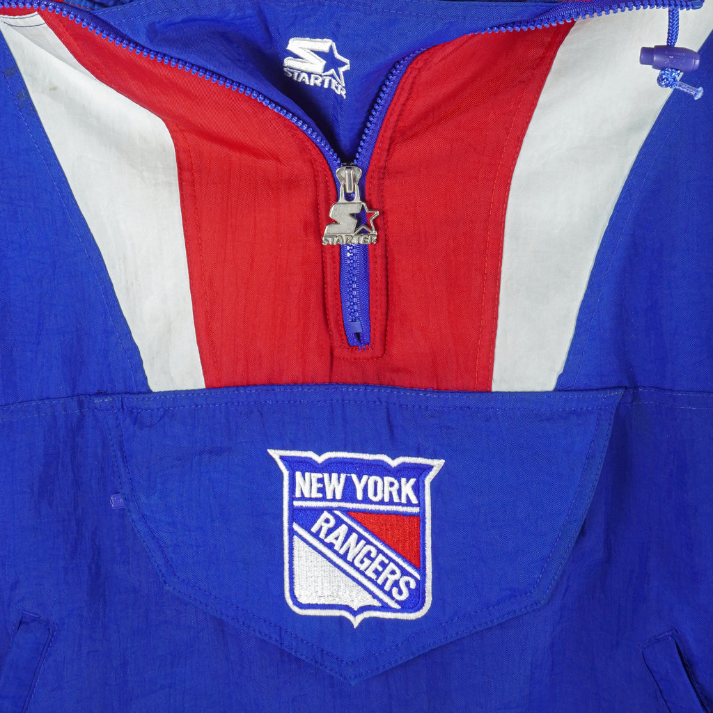 Starter - New York Rangers Hooded Jacket 1990s Large Vintage Retro Hockey