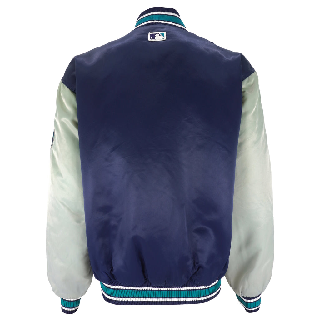 MLB (Authentic) - Seattle Mariners Button-Up Satin Jacket 1990s Medium Vintage Retro Baseball