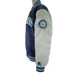MLB (Authentic) - Seattle Mariners Button-Up Satin Jacket 1990s Medium Vintage Retro Baseball