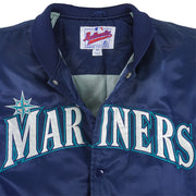 MLB - Seattle Mariners Button-Up Satin Jacket 1990s Medium Vintage Retro Baseball