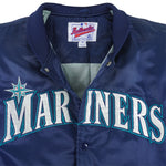 MLB - Seattle Mariners Button-Up Satin Jacket 1990s Medium Vintage Retro Baseball