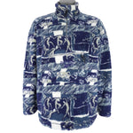 Reebok - Blue Patterned 1/4 Zip Fleece Sweatshirt 1990s Large