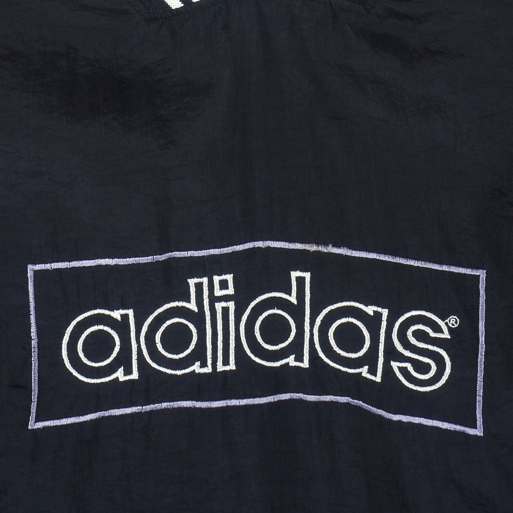Adidas - Black Pullover Windbreaker 1990s Large Vintage Retro