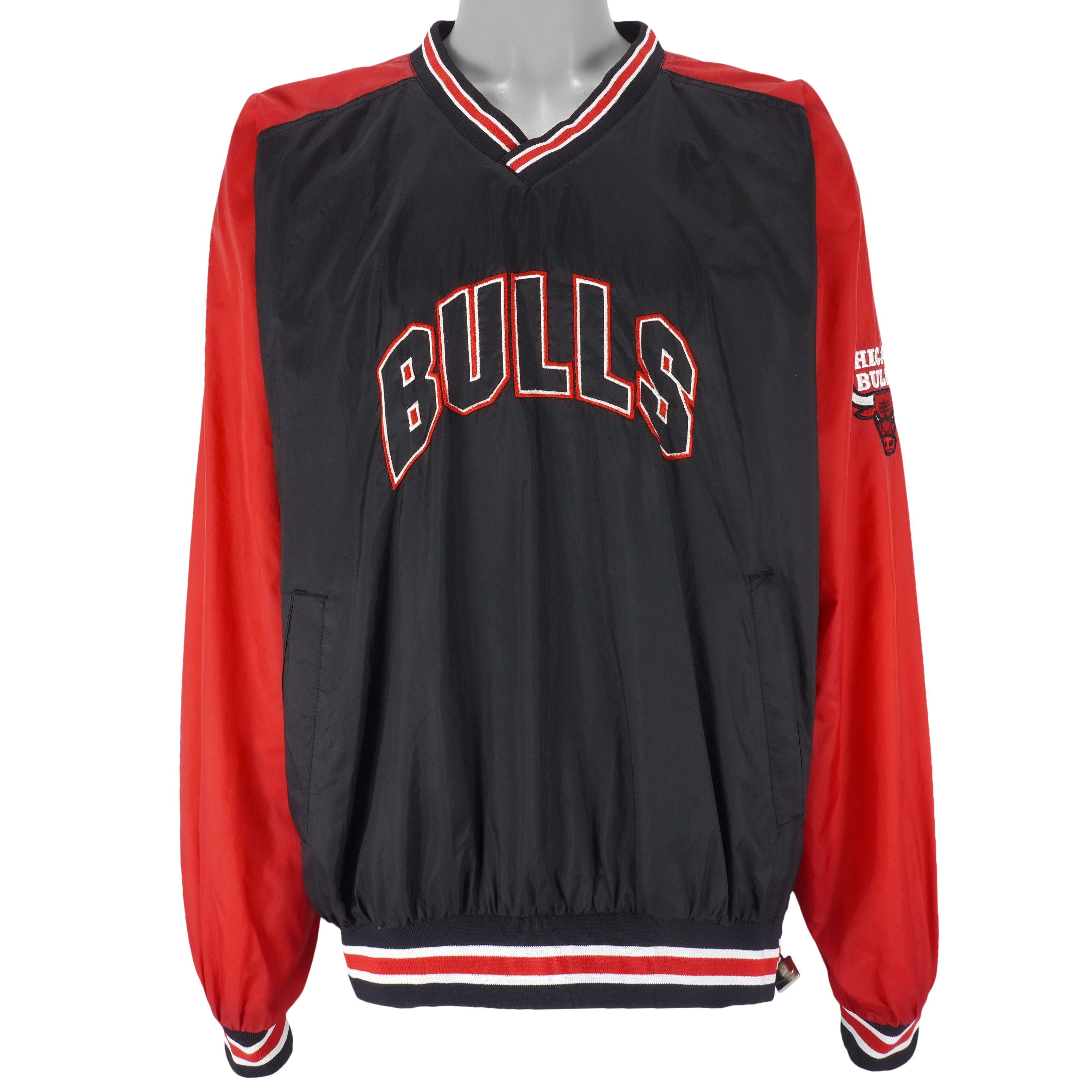 Vintage 90s Chicago Bulls NBA Chalk Line Black Embroidered Puffer