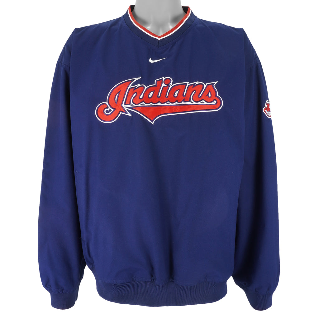 Nike - Cleveland Indians Big Spell-Out Windbreaker 1990s Large Vintage Retro Baseball