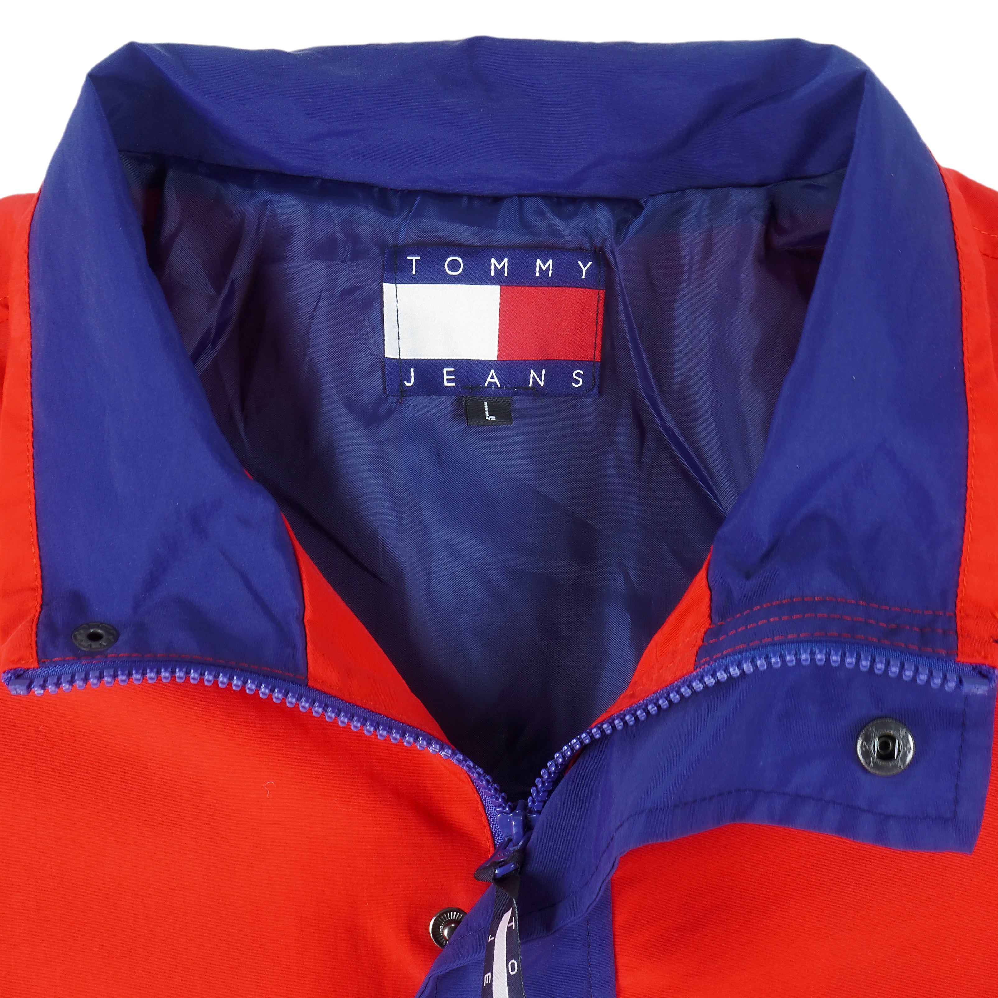 Tommy Hilfiger - Red & Yellow 1/2 Zip Windbreaker 1990s Large Vintage Retro