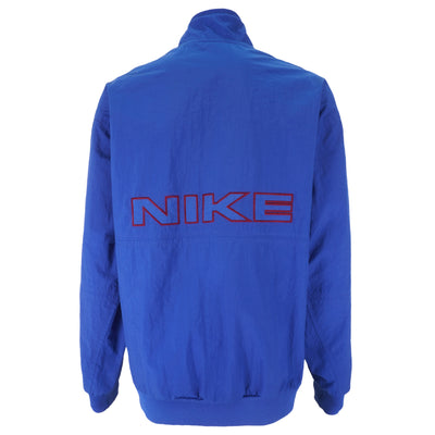 Nike  - Blue 1/4 Zip Embroidered Logo Pullover Windbreaker 1990s X-Large