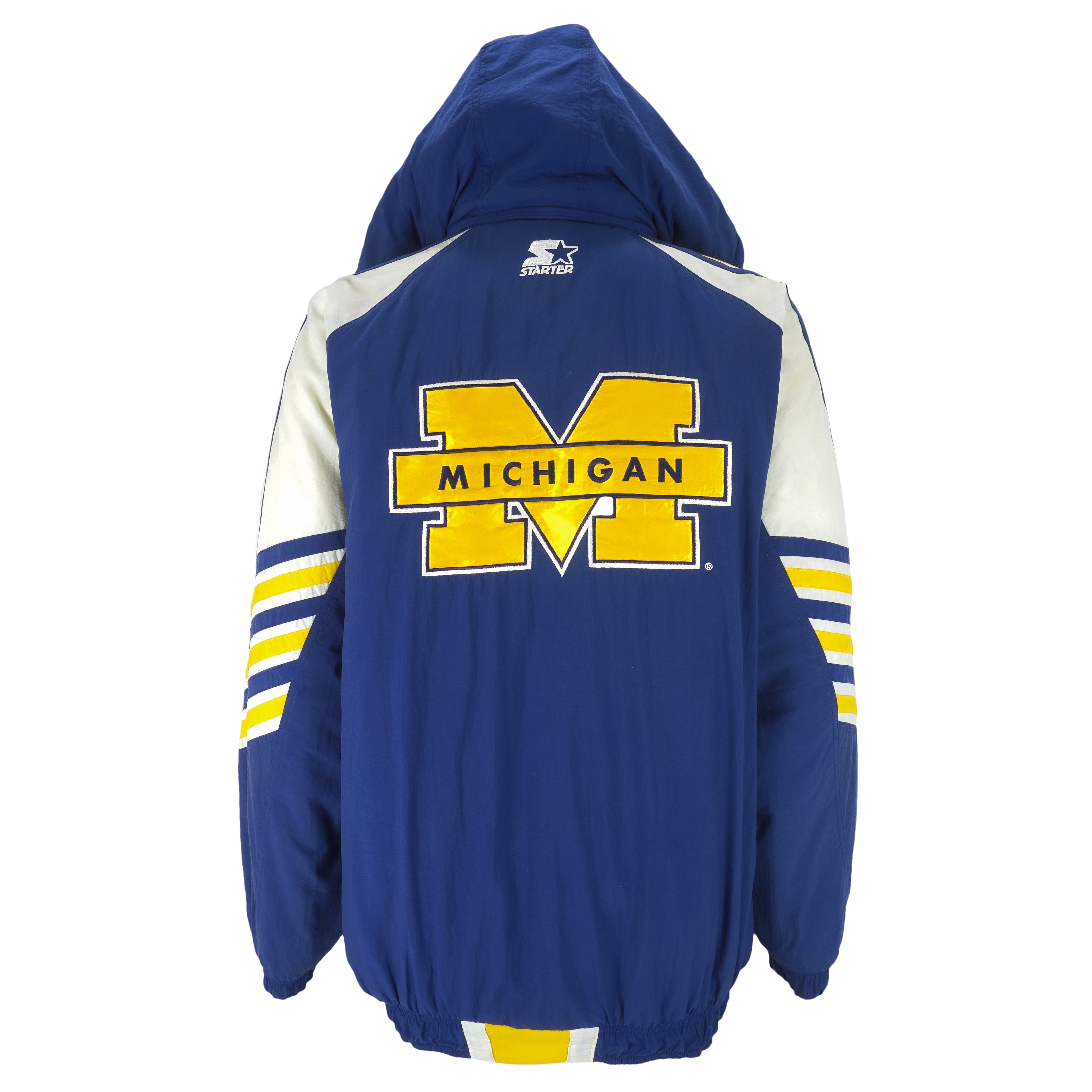 Vtg 90s Michigan Wolverines Starter Jacket Large Big Logo Full Zip Puffy￼￼￼