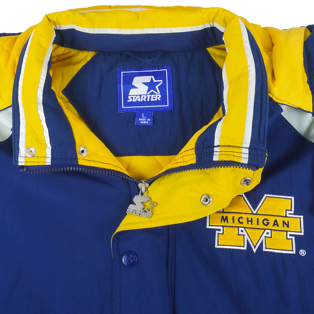 Starter - Michigan Wolverines Hooded Jacket 1990s Large Vintage Retro Football