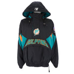 Starter - Miami Dolphins Spell-Out Hooded Jacket 1990s Large