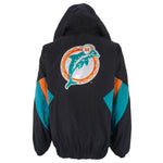 Starter - Miami Dolphins Spell-Out Hooded Jacket 1990s Large