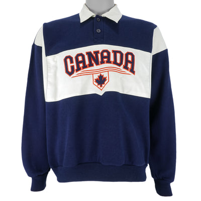 Vintage (Foot Locker) - Canada 1/4 Button Embroidered Sweatshirt 1990s Large
