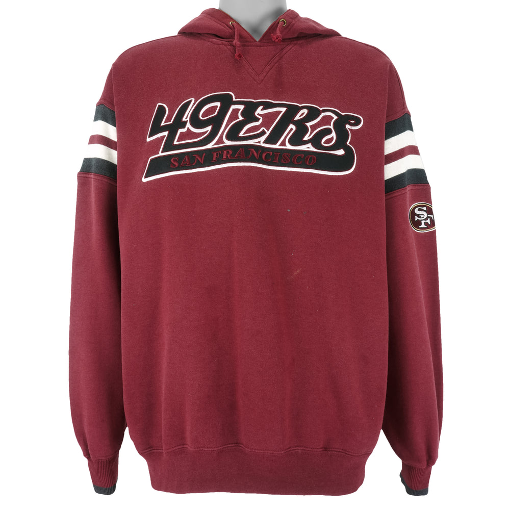 NFL (Lee) - San Francisco 49ers Embroidered Hooded Sweatshirt 1990s Large Vintage Retro Football