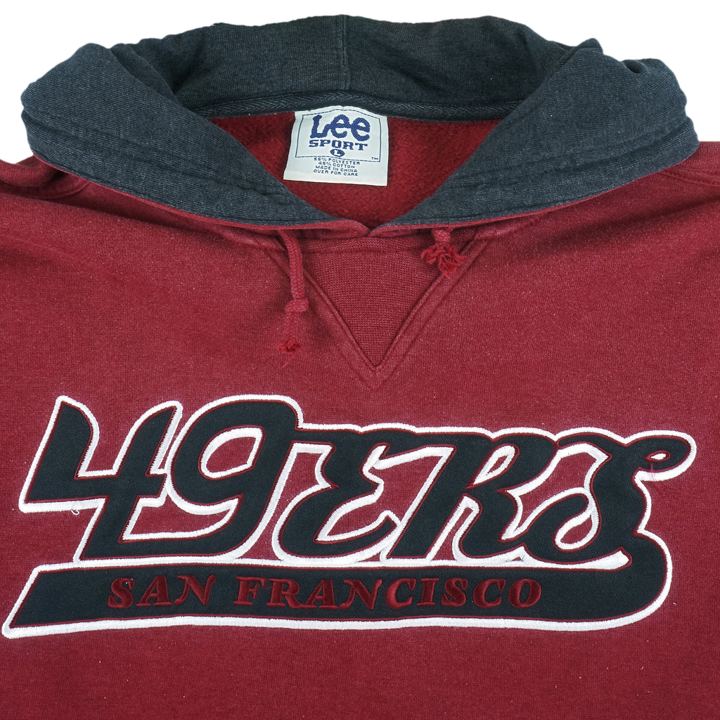 NFL (Lee) - San Francisco 49ers Embroidered Hooded Sweatshirt 1990s Large Vintage Retro Football