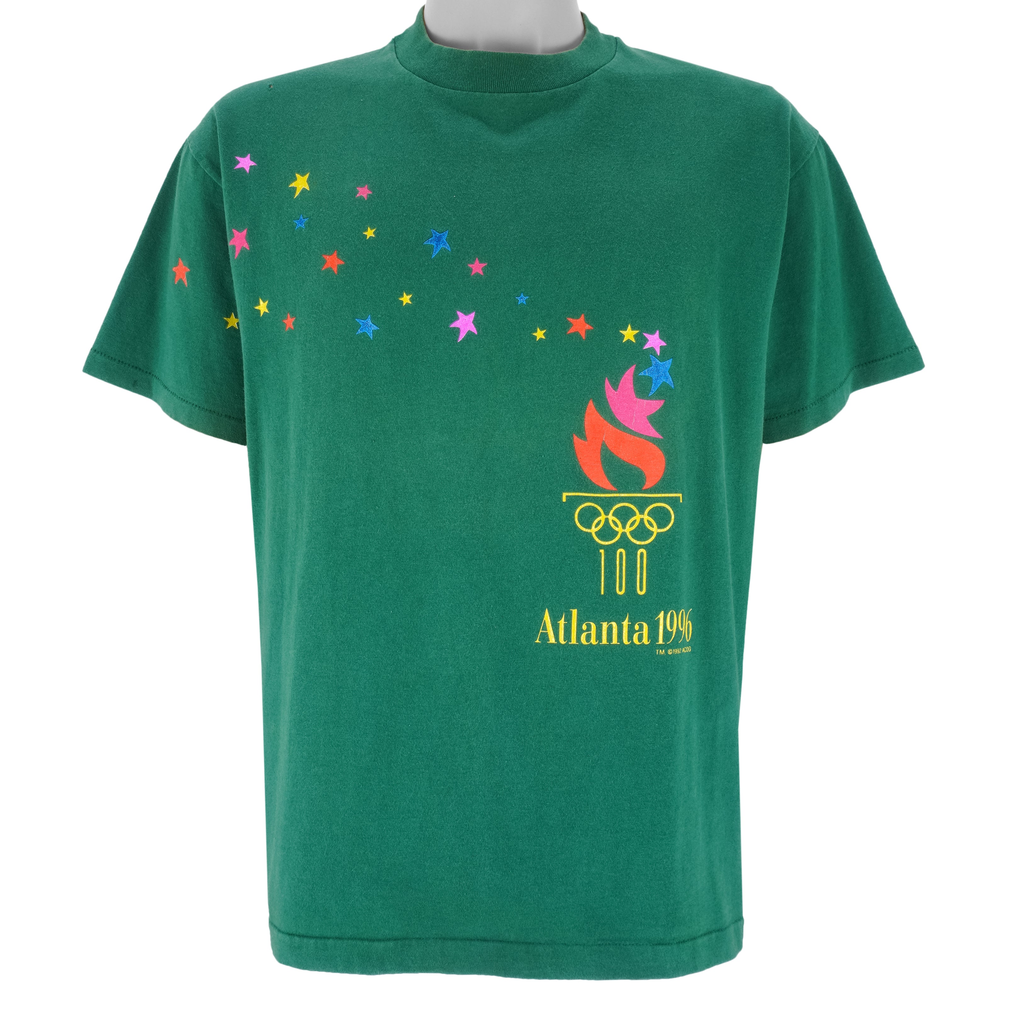 Champion - Green Atlanta Olympic Single Stitch T-Shirt 1992 Large Vintage Retro