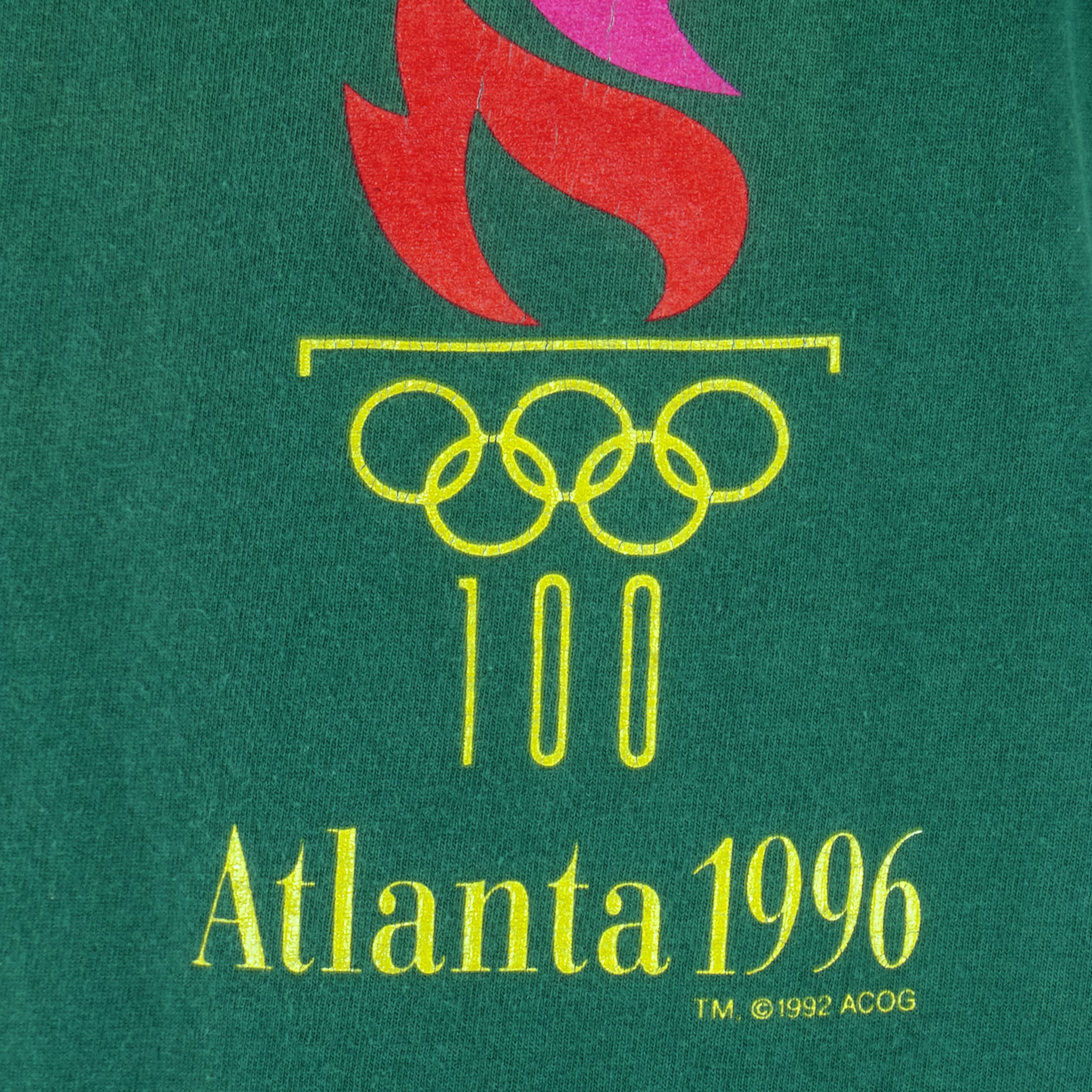 Champion - Green Atlanta Olympic Single Stitch T-Shirt 1992 Large Vintage Retro