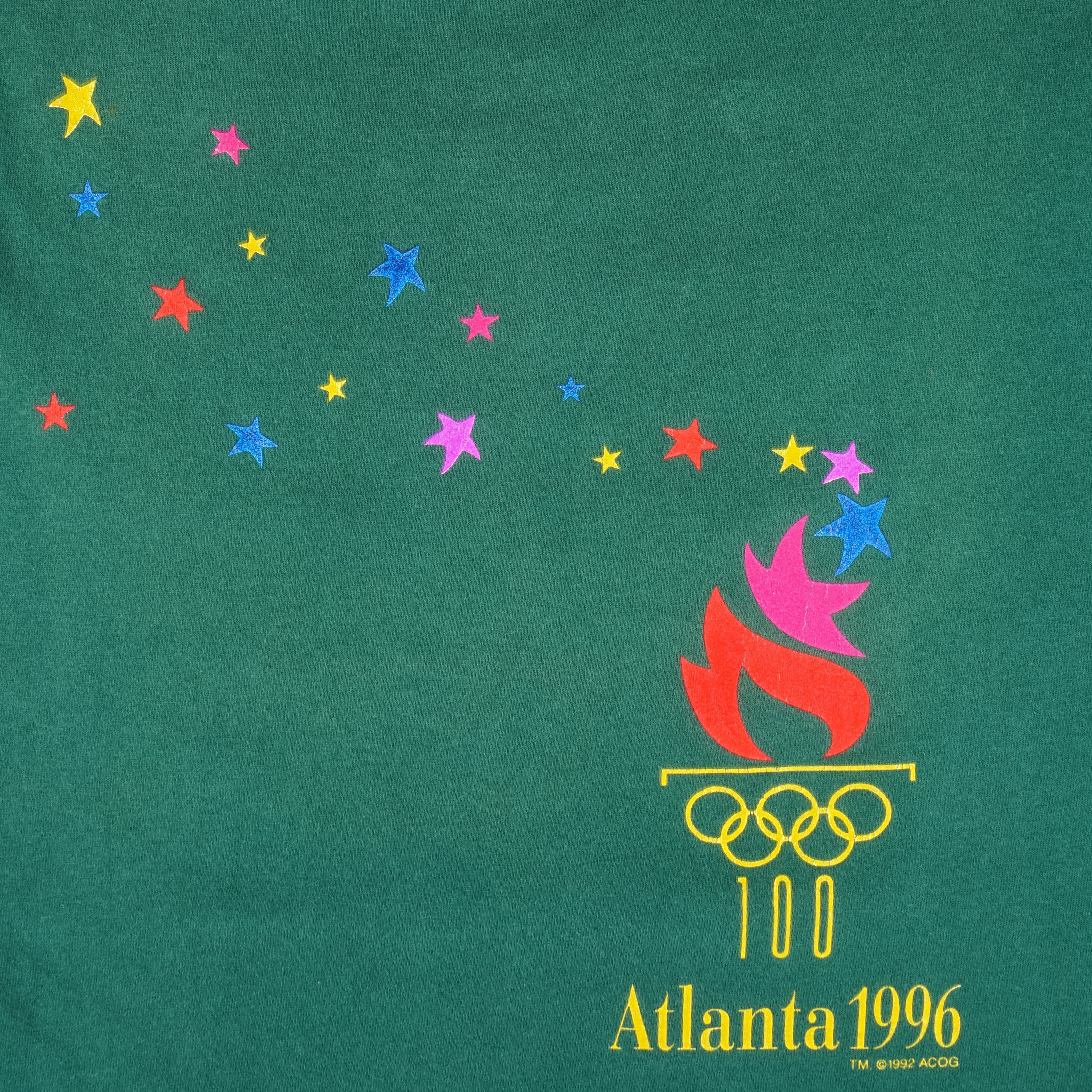 Champion - Green Atlanta Olympic Single Stitch T-Shirt 1992 Large Vintage Retro