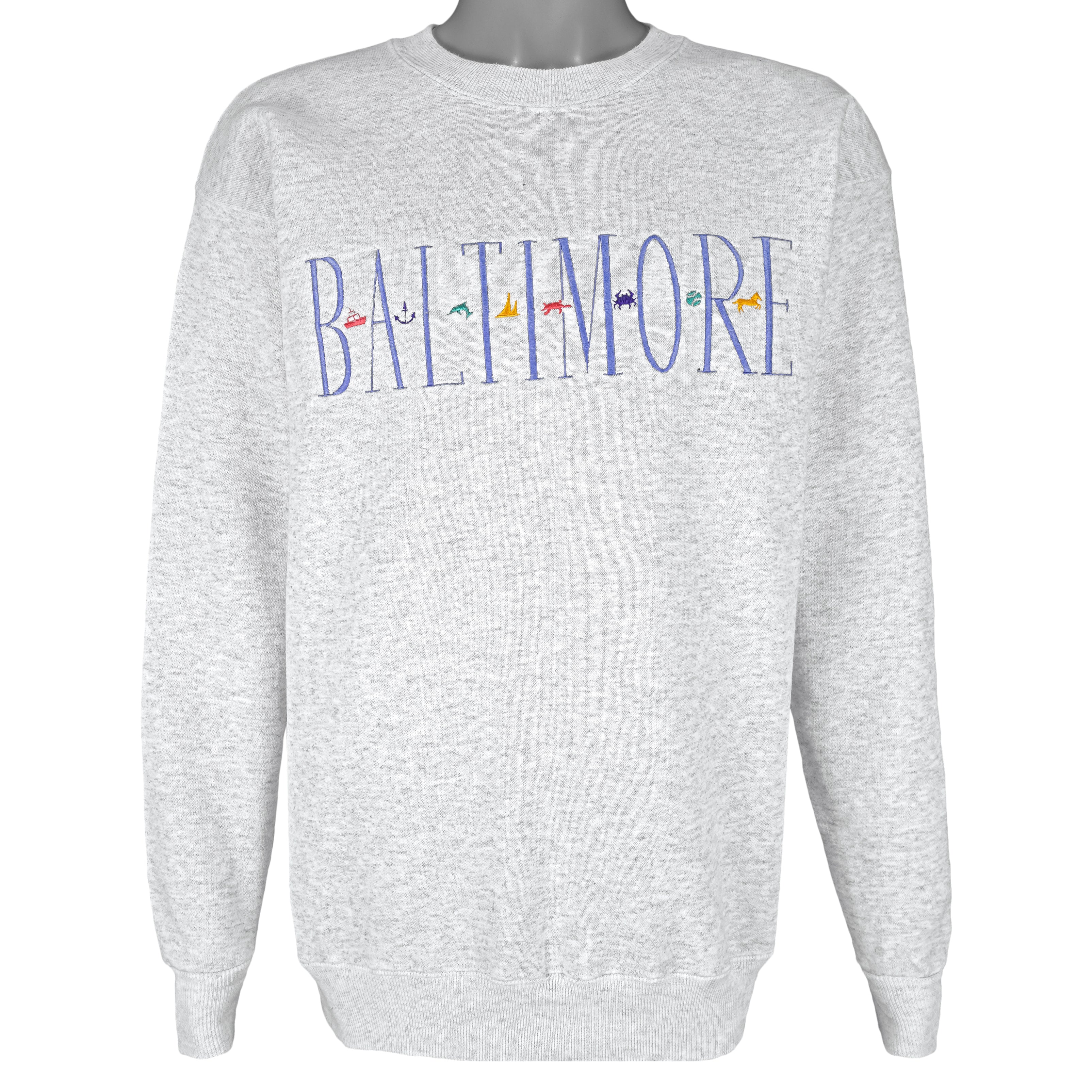 Vintage (Lee) - Baltimore Embroidered Crew Neck Sweatshirt 1990s Large Vintage Retro